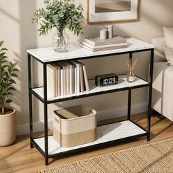 Console Table 3-Tier Storage Side Table Entryway Hallway Accent Furniture Gold