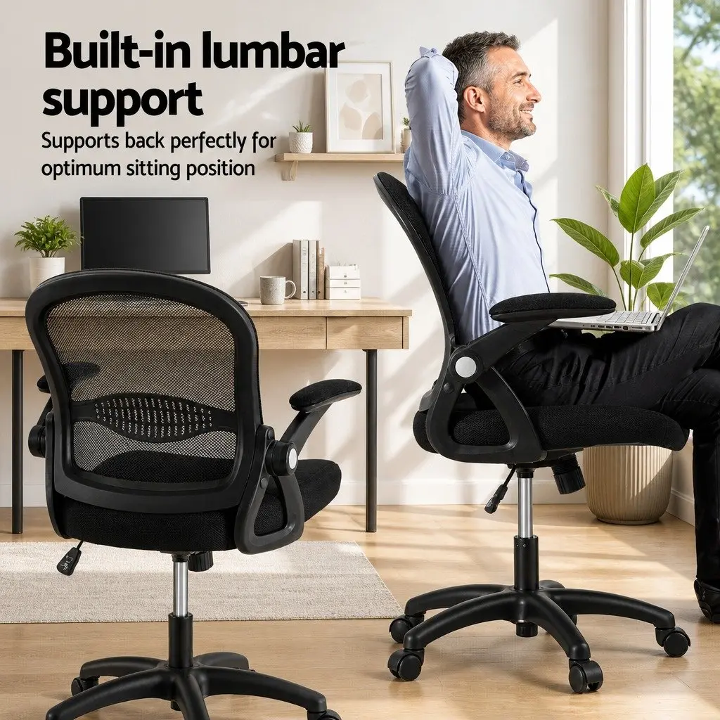 Computer Desk Office Chair Set Black 60cm Spacious Work Surface with Sliding Keyboard Tray and 360° Castor Wheels