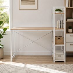 Sleek 120CM Computer Desk with Storage Shelves