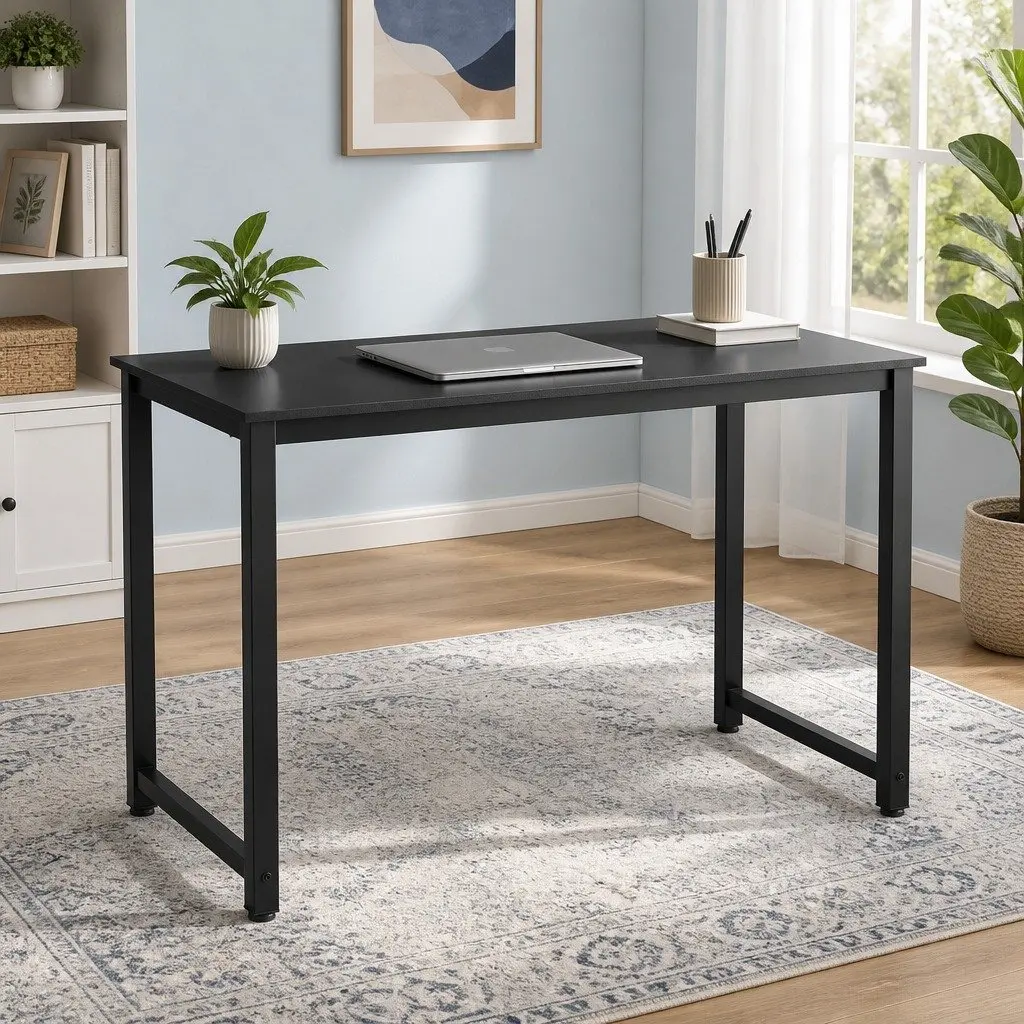 Computer Desk Black Metal Frame 120CM Wide Sturdy Construction