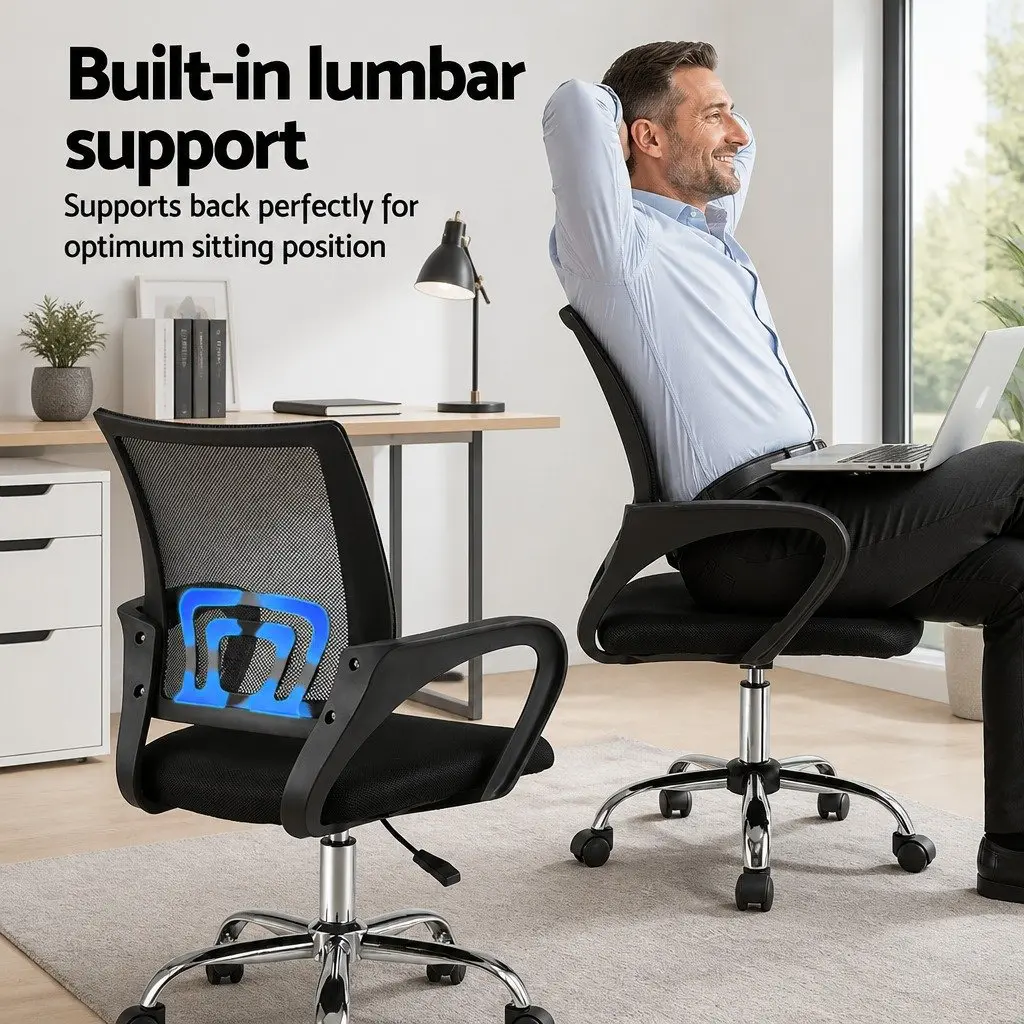 Computer Desk Office Chair Combo Foldable Study Table Mesh Seating Black Set