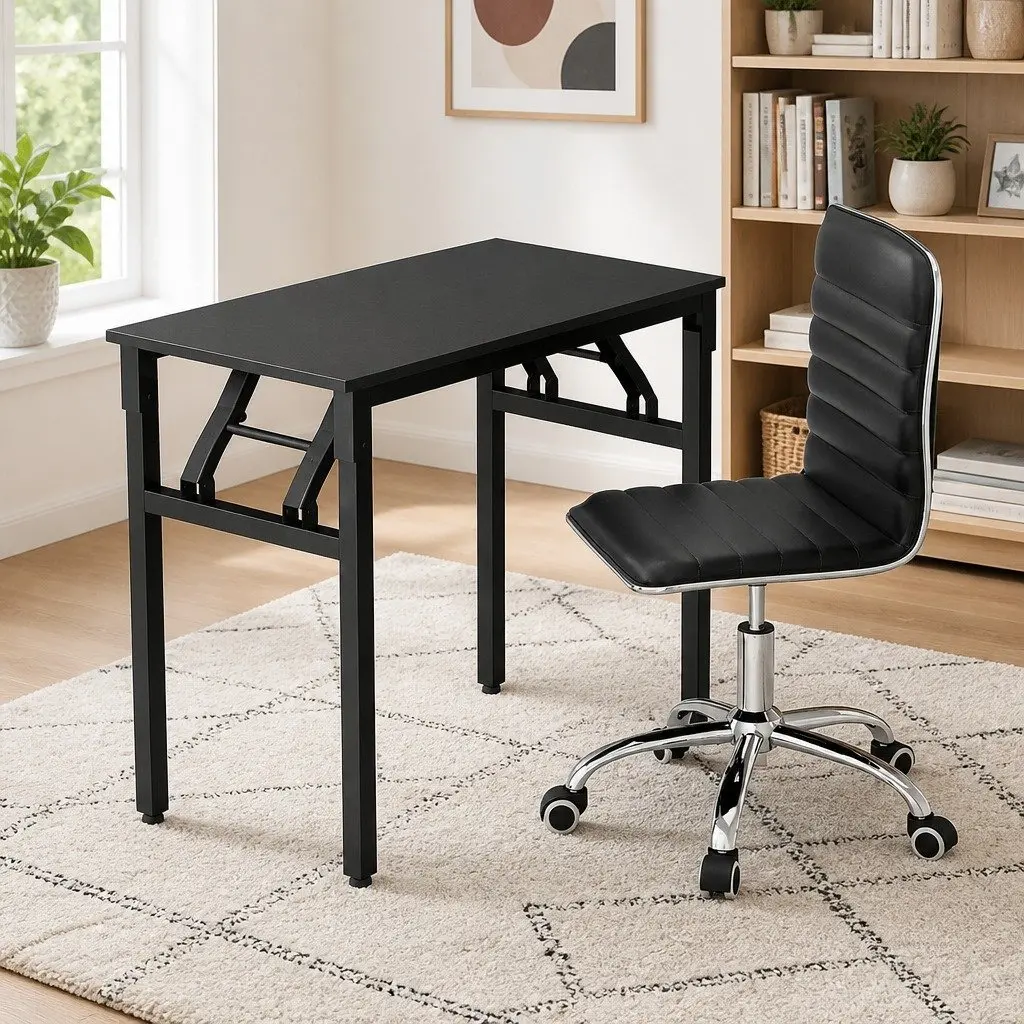 Computer Desk Office Chair Set Foldable Study Table Home Office Furniture Black