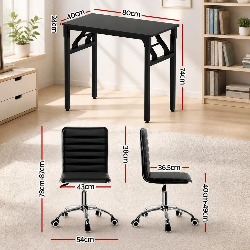 Computer Desk Office Chair Set Foldable Study Table Home Office Furniture Black