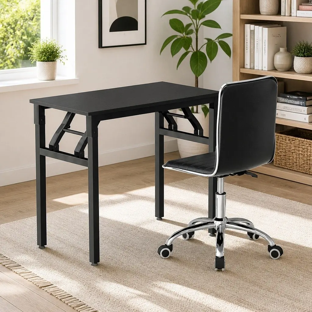Computer Desk Office Chair Set Foldable Study Table Home Office Furniture Black