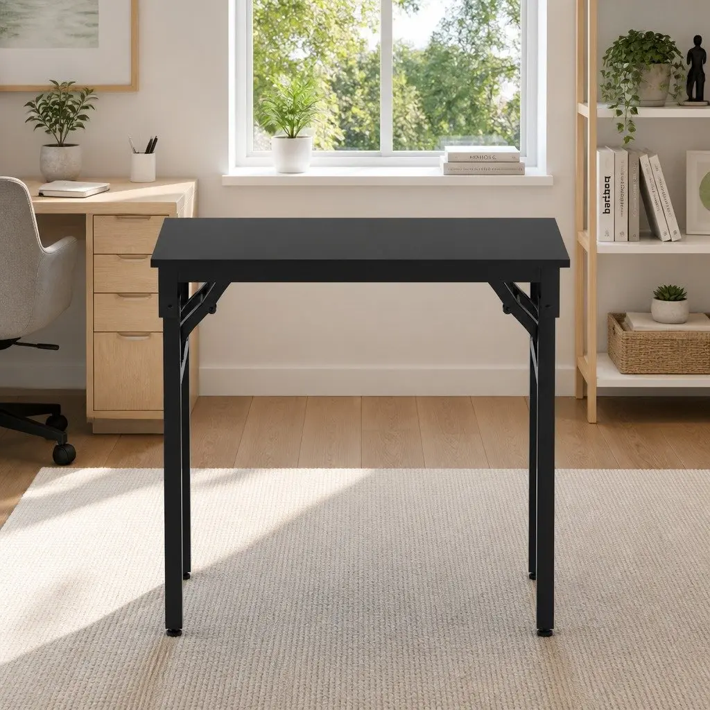 Foldable Computer Desk Black 80cm Corner Table Home Office Study Workstation