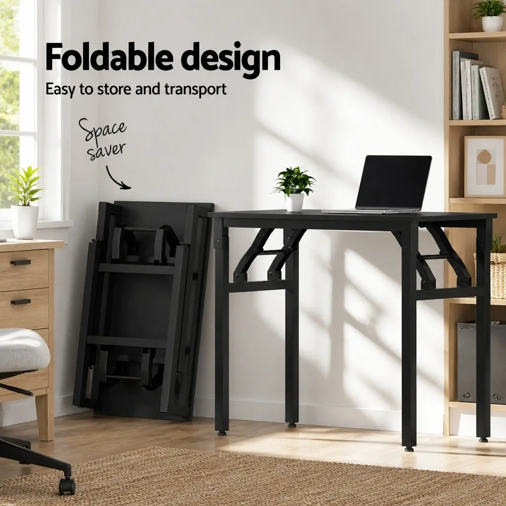 Foldable Computer Desk Black 80cm Corner Table Home Office Study Workstation