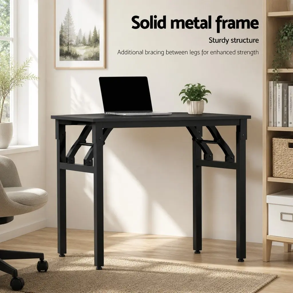 Foldable Computer Desk Black 80cm Corner Table Home Office Study Workstation