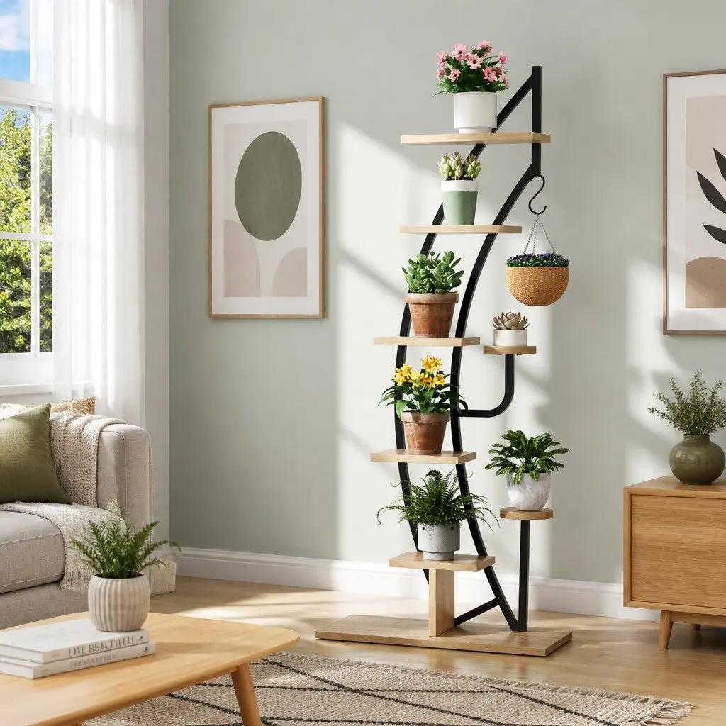 Plant Stand 6 Tier Ladder Corner Shelf Indoor Outdoor Storage Organizer
