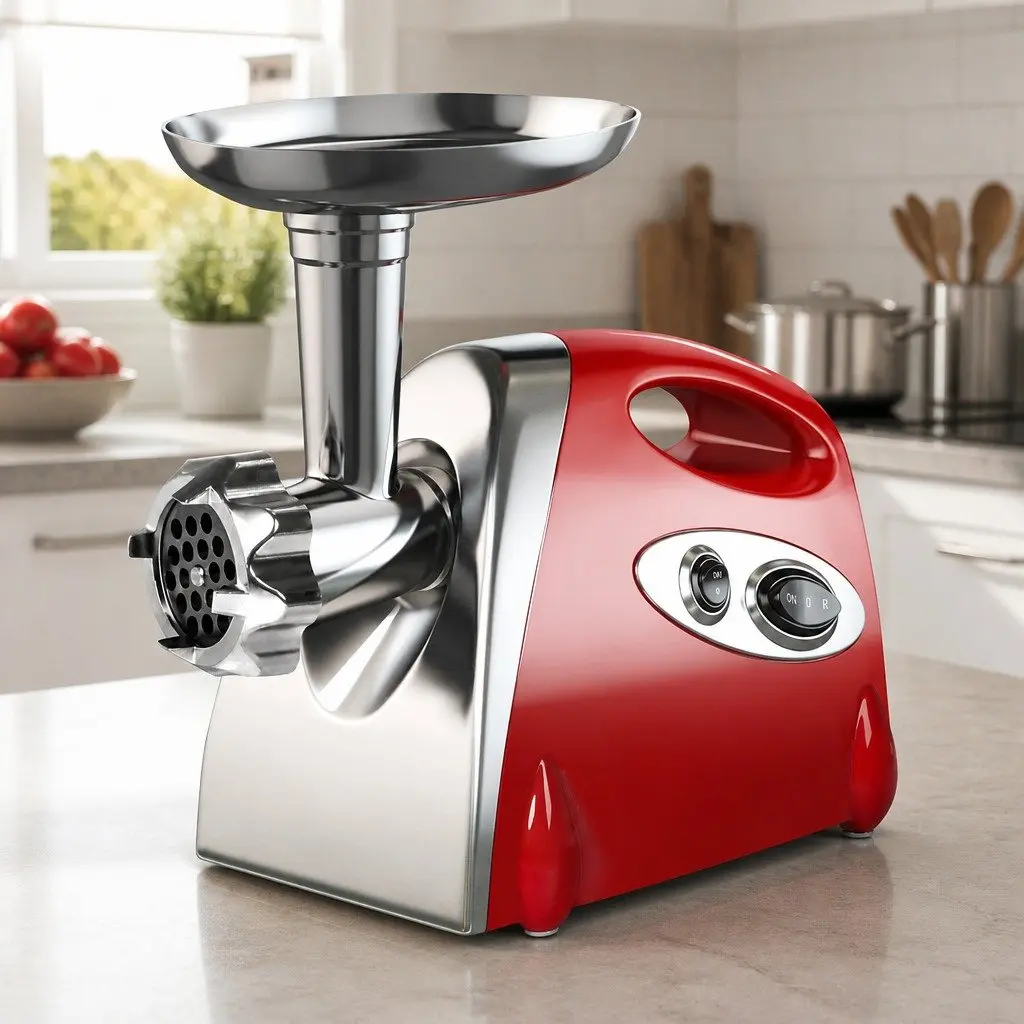 Electric Meat Grinder Mincer Red 800W Three Grinding Options