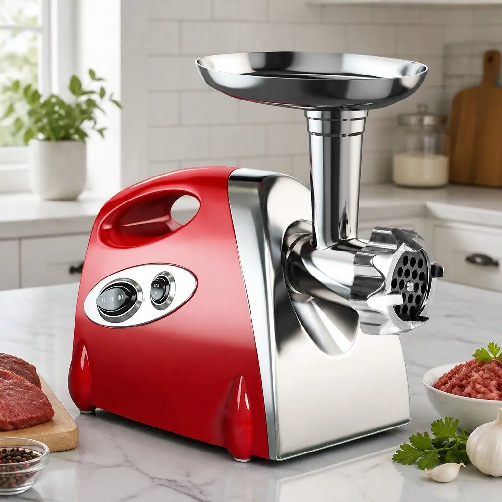 Electric Meat Grinder Mincer Red 800W Three Grinding Options