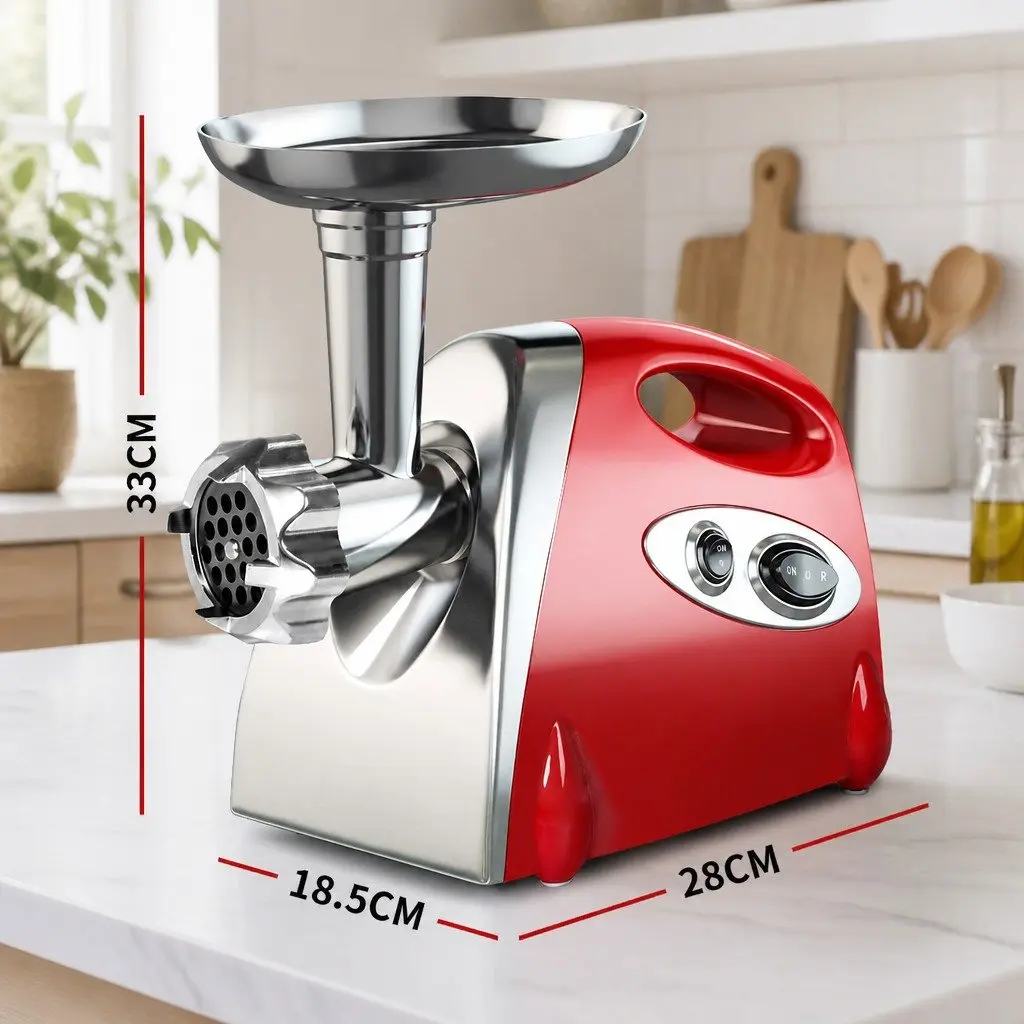 Electric Meat Grinder Mincer Red 800W Three Grinding Options