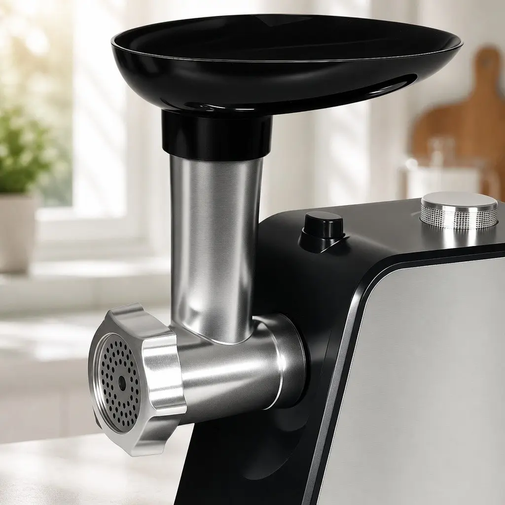 Electric Meat Grinder Black Silver 2800W 4-in-1 with Sausage Stuffer Vegetable Slicer