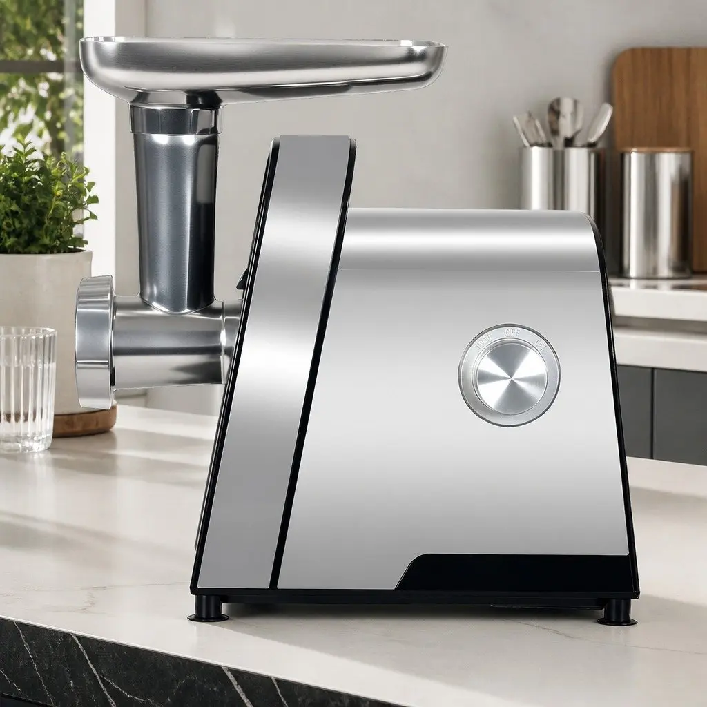 Electric Meat Grinder Black Silver 2800W 3 in 1 Sausage Maker Kibbe Attachment