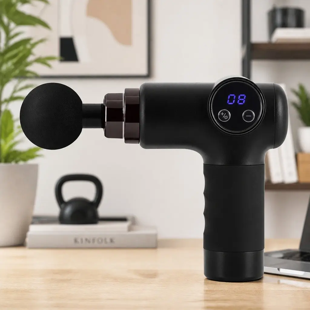 Massage Gun Black 8 Speed 4 Head Vibration Massager Rechargeable Muscle Relief