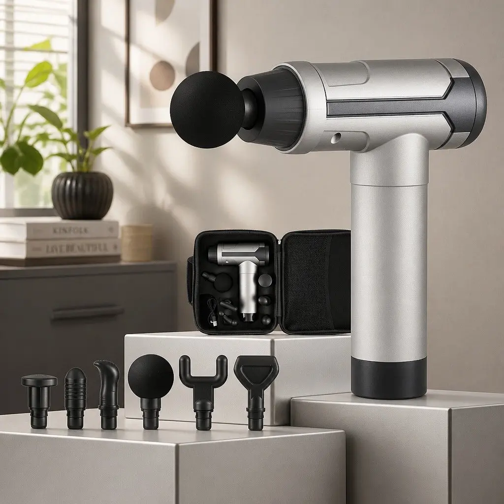 Massage Gun Black 30 Speed 6 Head Rechargeable Vibration Muscle Massager