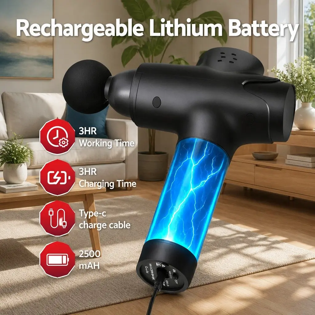 Massage Gun 30 Speed Levels 8 Head Attachments Vibration Muscle Massager