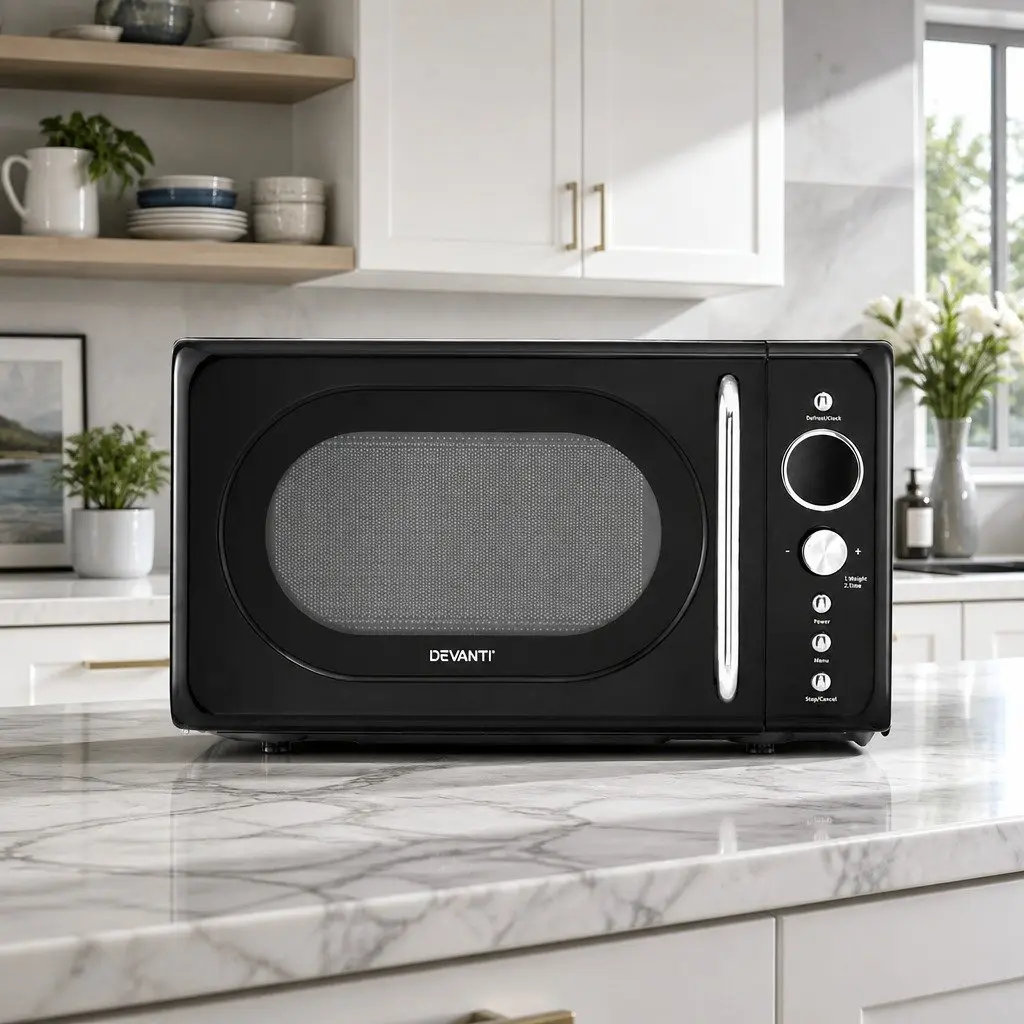 Microwave Oven Black 20L Digital 700W 8 Auto Cook Menus Defrost