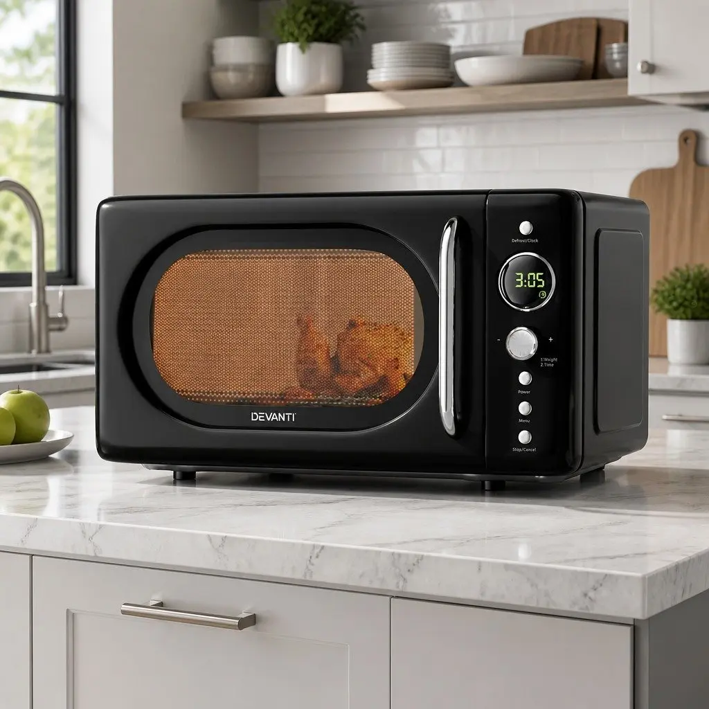 Microwave Oven Black 20L Digital 700W 8 Auto Cook Menus Defrost