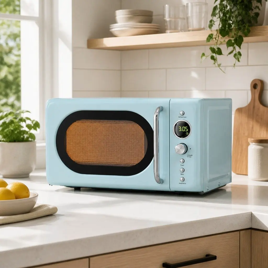 Microwave Oven Blue 20L Digital Control 8 Auto Cook Menus Defrost Timer Kitchen