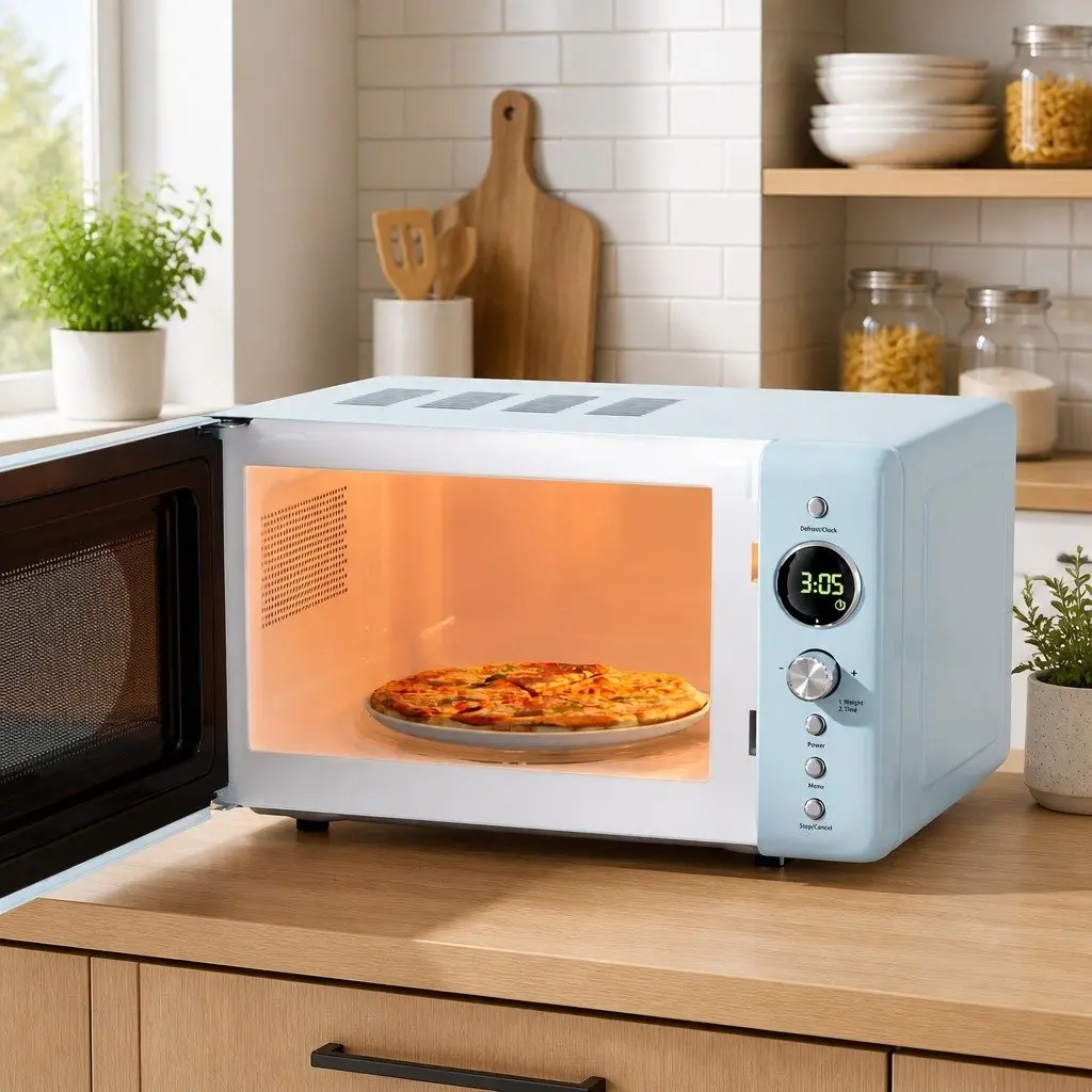 Microwave Oven Blue 20L Digital Control 8 Auto Cook Menus Defrost Timer Kitchen