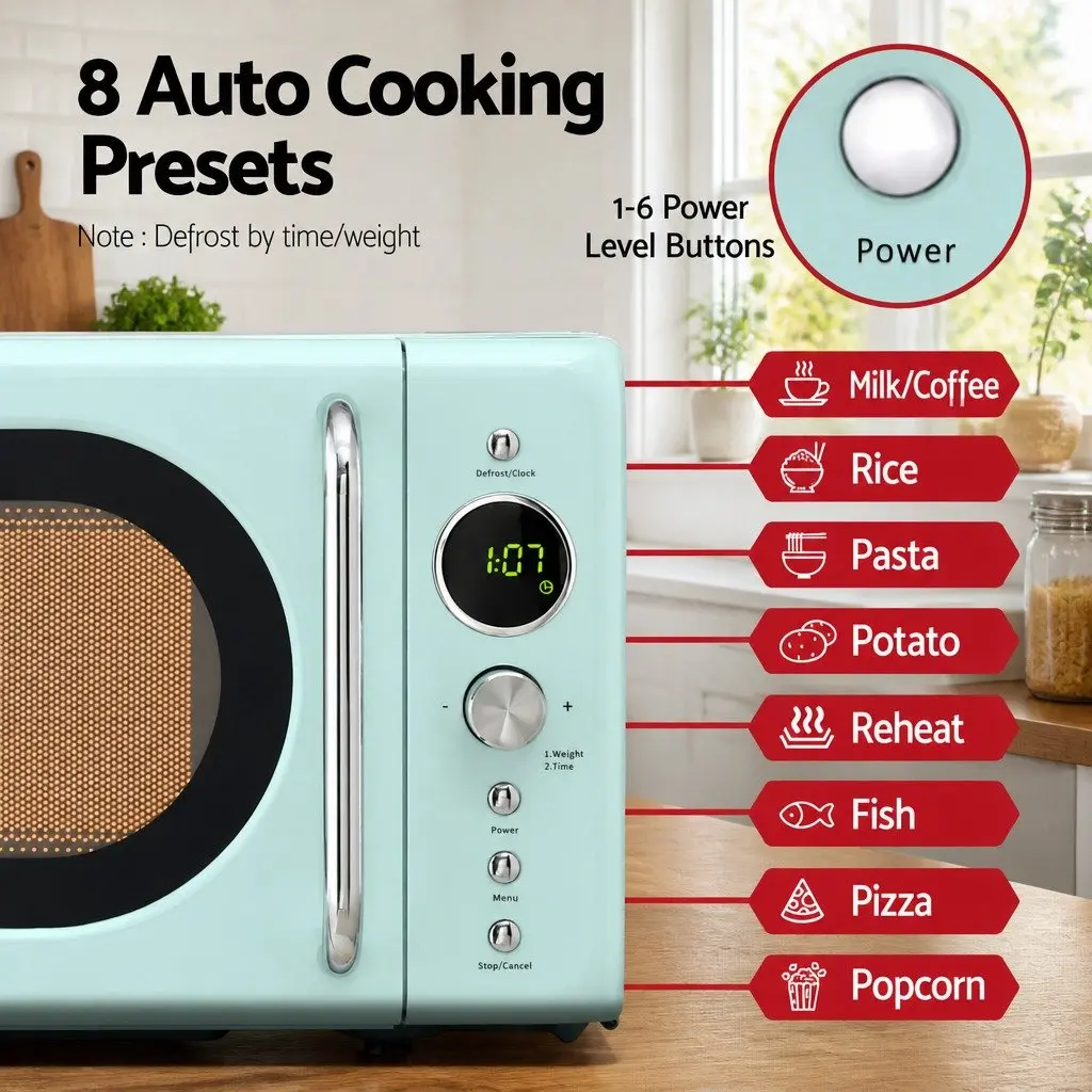 Microwave Oven Green 20L Digital Control 700W LED Display