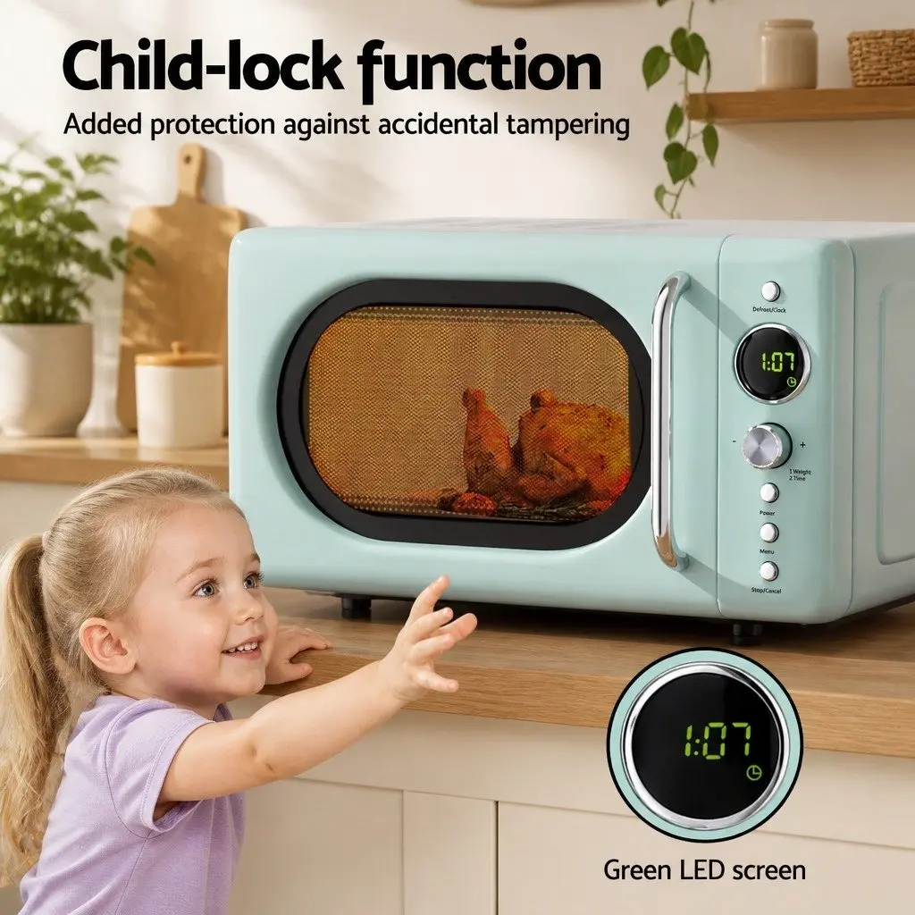 Microwave Oven Green 20L Digital Control 700W LED Display