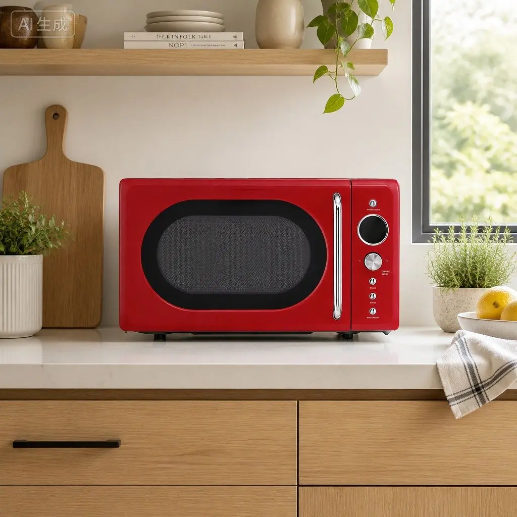 Microwave Oven Red 20L 700W Digital Control 8 Auto Cook Menus 6 Power Levels