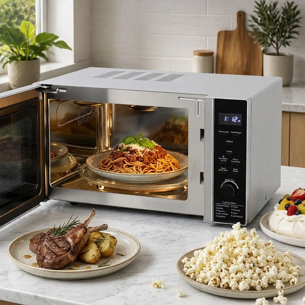 30L Microwave Oven Black Digital Cooker 4-in-1 Air Fryer Convection Grill LED Display