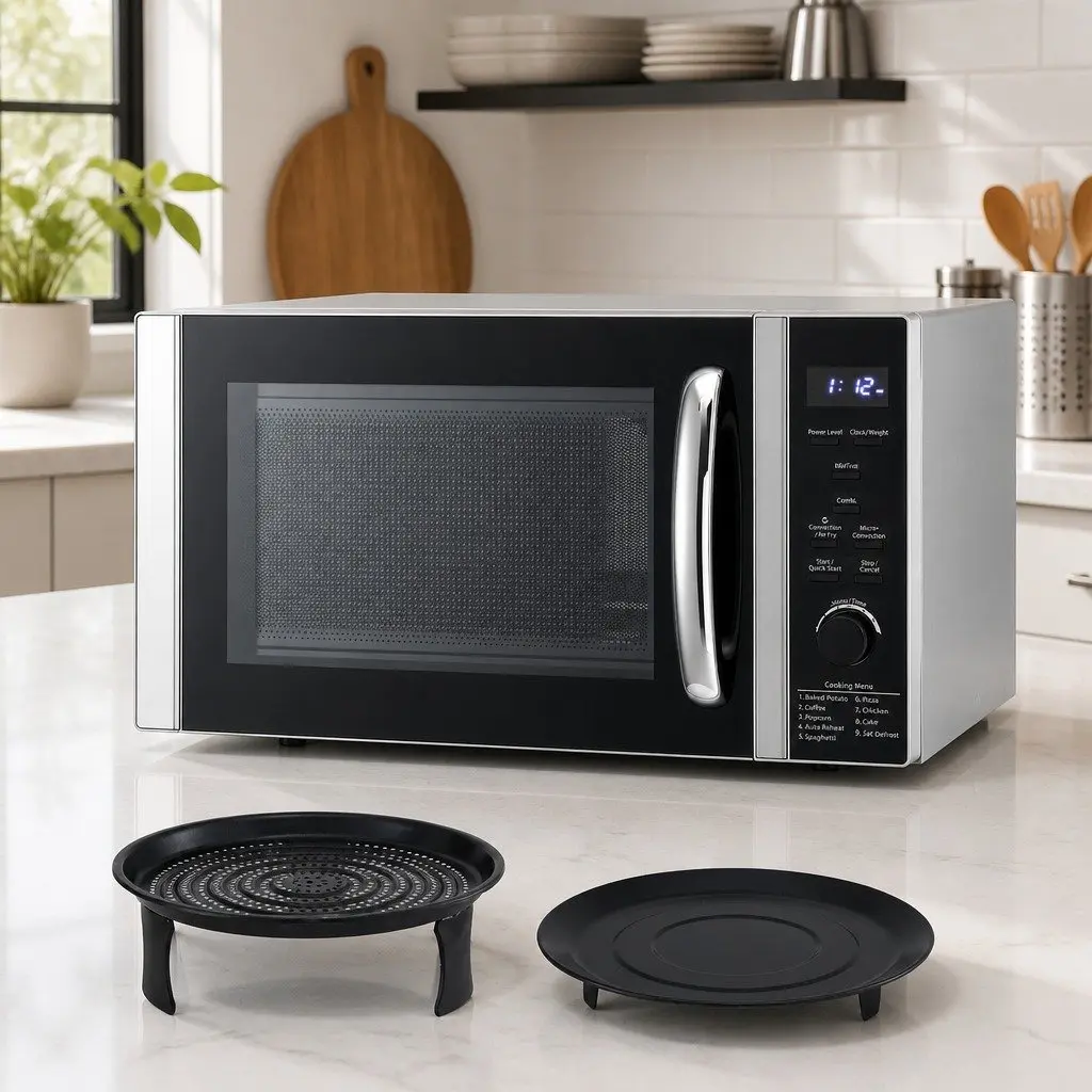 30L Microwave Oven Black Digital Cooker 4-in-1 Air Fryer Convection Grill LED Display