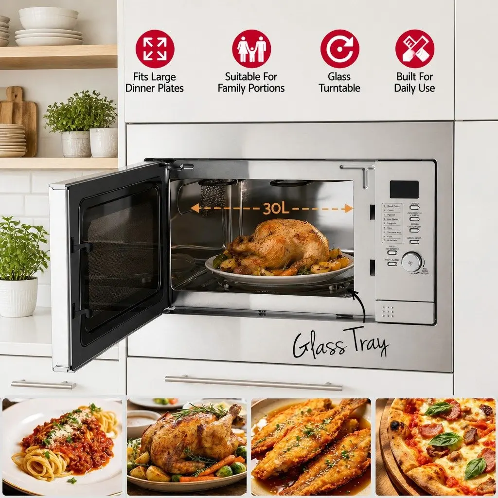 Built In Microwave Oven 30L 4 in 1 Grill Air Fry Convection Digital Control