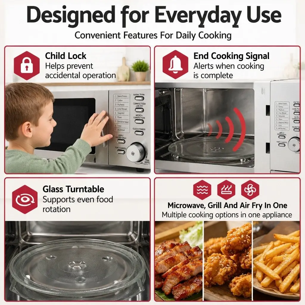 Built In Microwave Oven 30L 4 in 1 Grill Air Fry Convection Digital Control