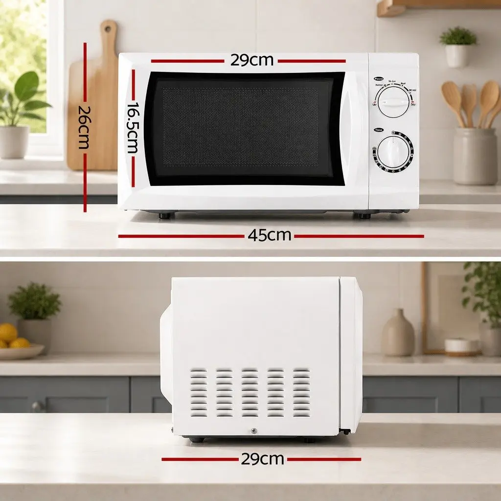 Microwave Oven White 20L 700W Countertop with Glass Turntable