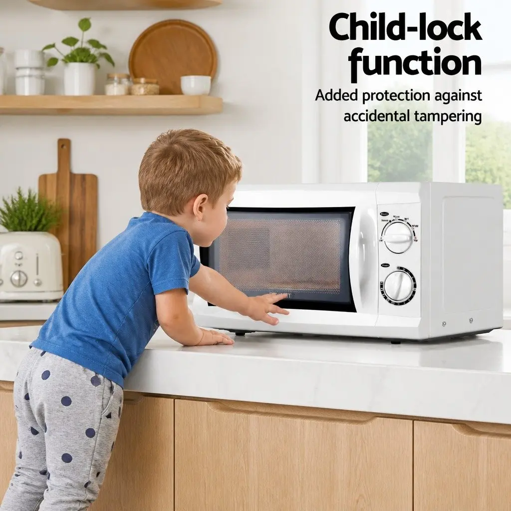Microwave Oven White 20L 700W Countertop with Glass Turntable