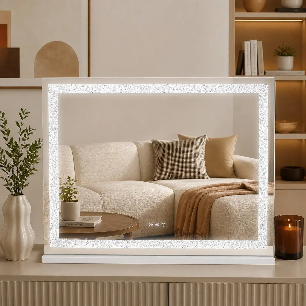 Makeup Vanity Mirror White 58cm Touch Control LED Light 5X Magnification USB Charging