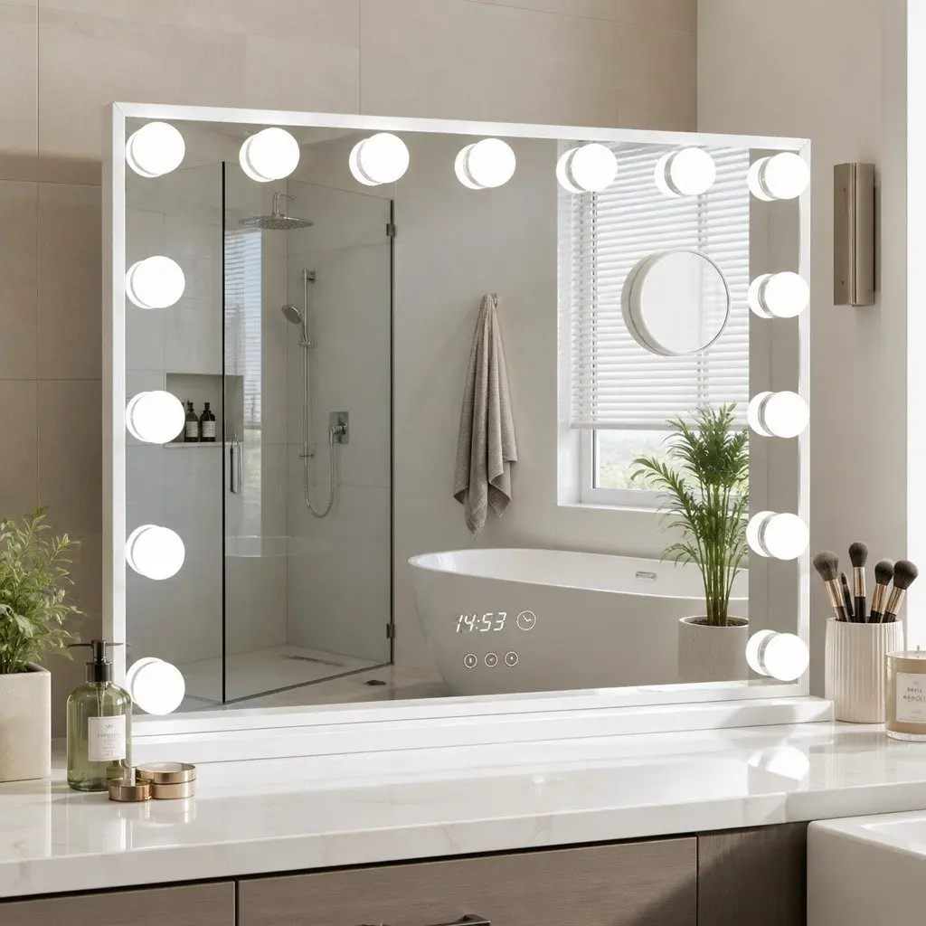 Makeup Mirror Yellow 58x45cm Hollywood Vanity with Adjustable LED Light