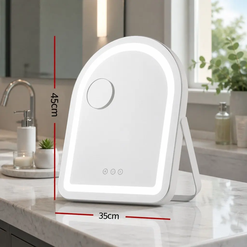 Makeup Mirror White 35x45cm LED Touch Control 5x Magnification 360° Rotation