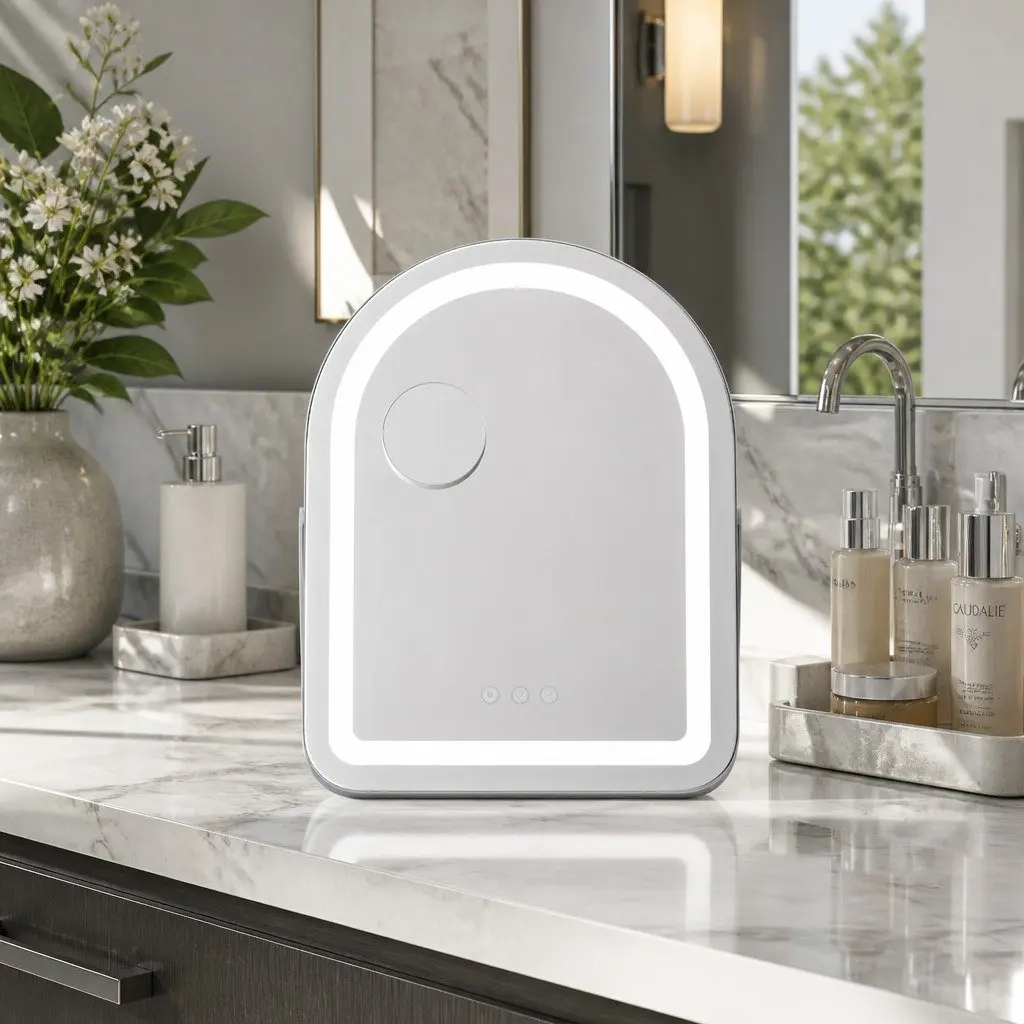 Makeup Mirror White 35x45cm LED Touch Control 5x Magnification 360° Rotation