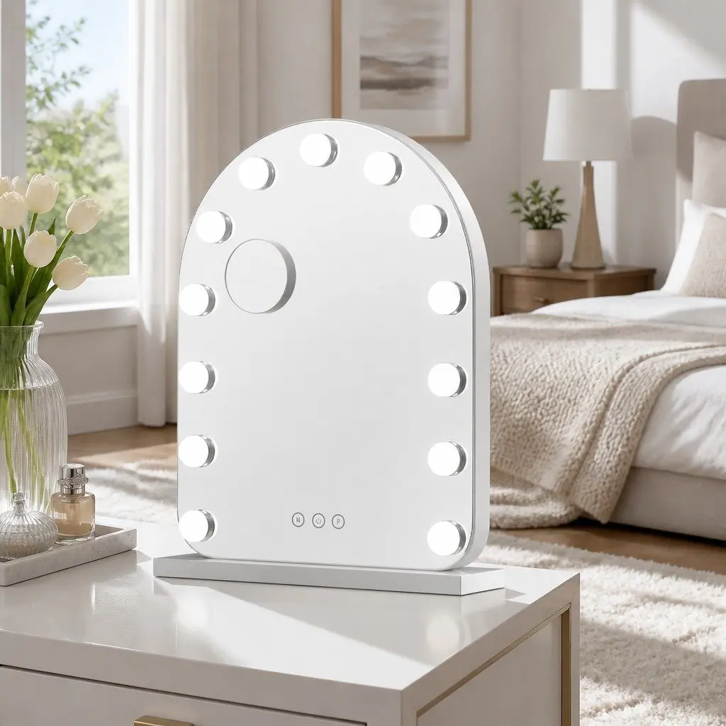 Makeup Mirror White 40x50cm LED Touch Control 5x Magnification