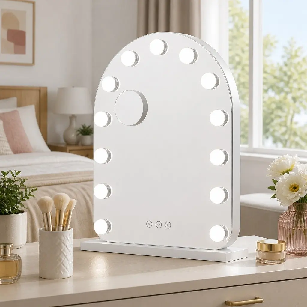 Makeup Mirror White 40x50cm LED Touch Control 5x Magnification