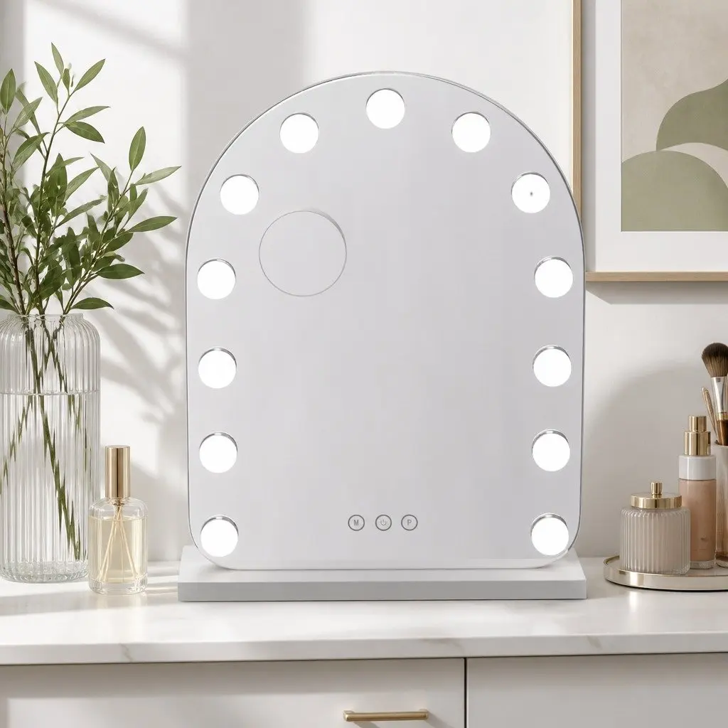 Makeup Mirror White 40x50cm LED Touch Control 5x Magnification
