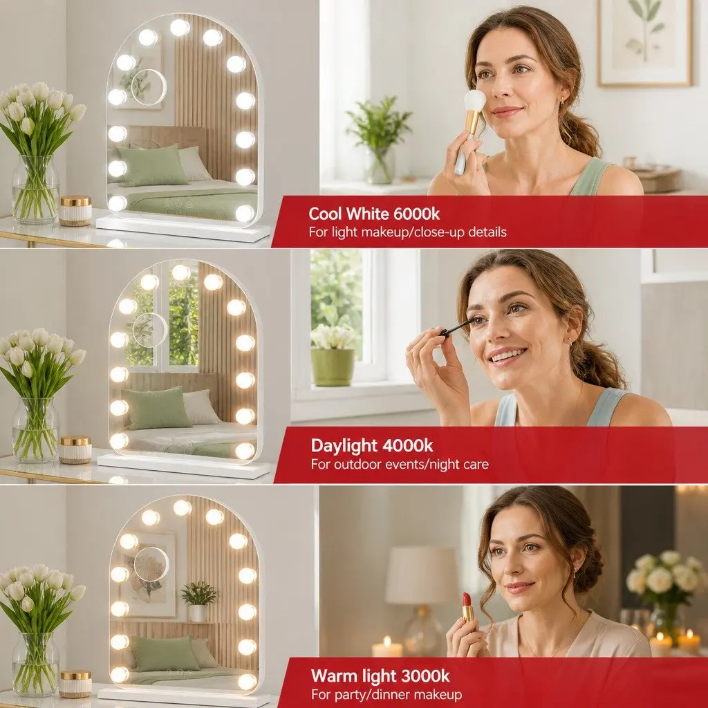 Makeup Mirror White 40x50cm LED Touch Control 5x Magnification