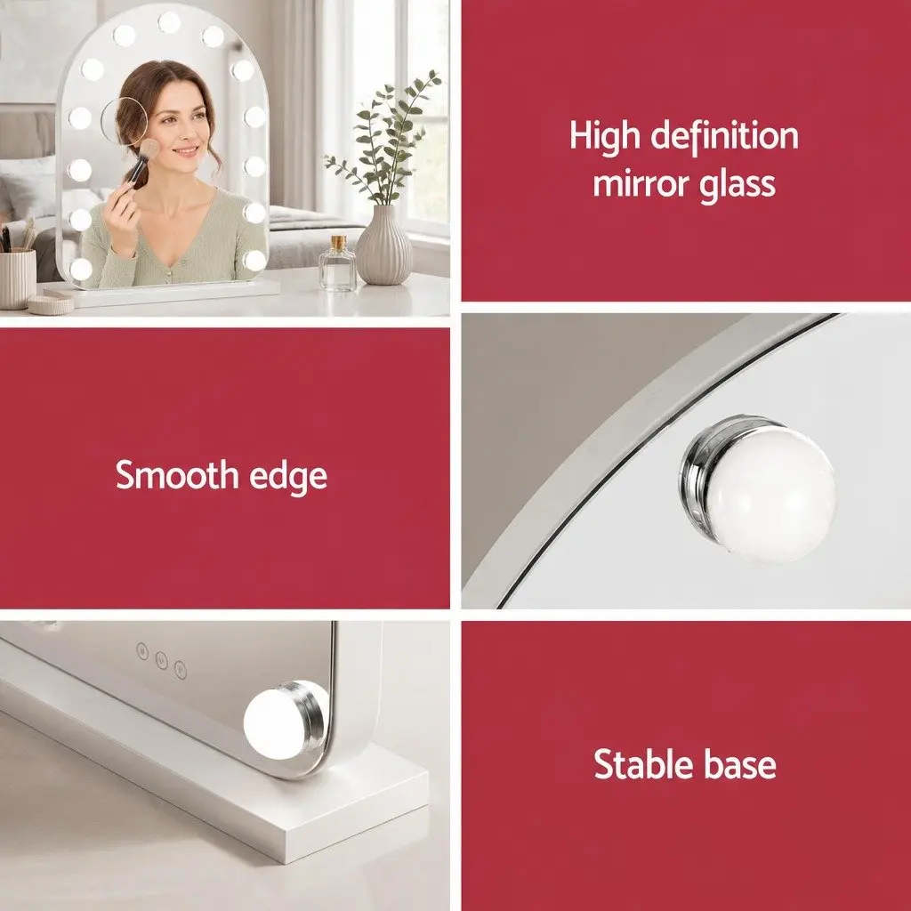 Makeup Mirror White 40x50cm LED Touch Control 5x Magnification