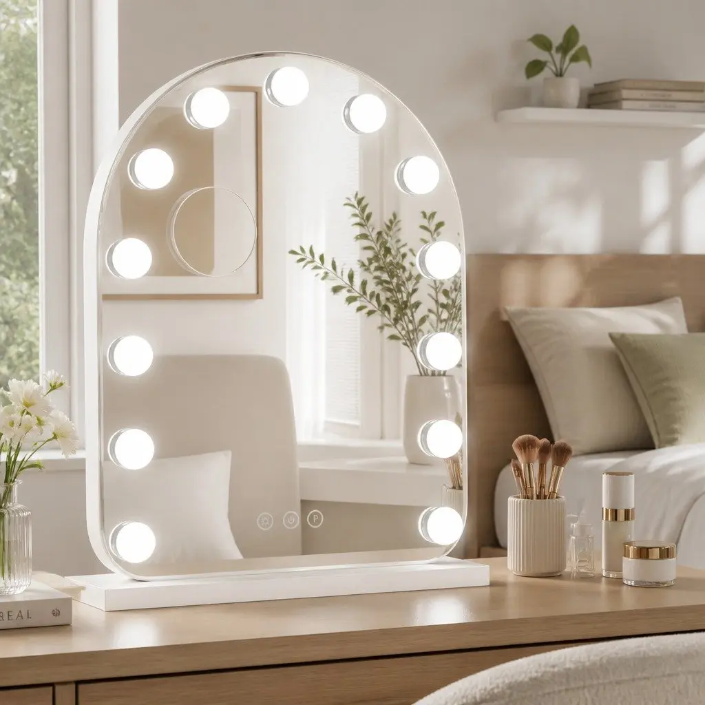 Makeup Mirror White 40x50cm LED Touch Control 5x Magnification