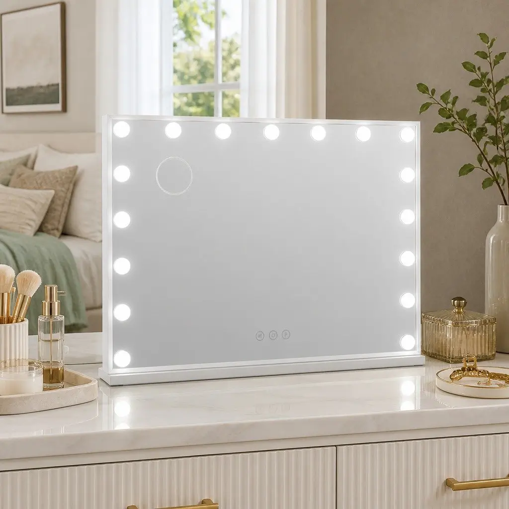 Makeup Mirror LED Light 80x58cm Adjustable Brightness Three Colour Temperatures Tabletop Wall Mount