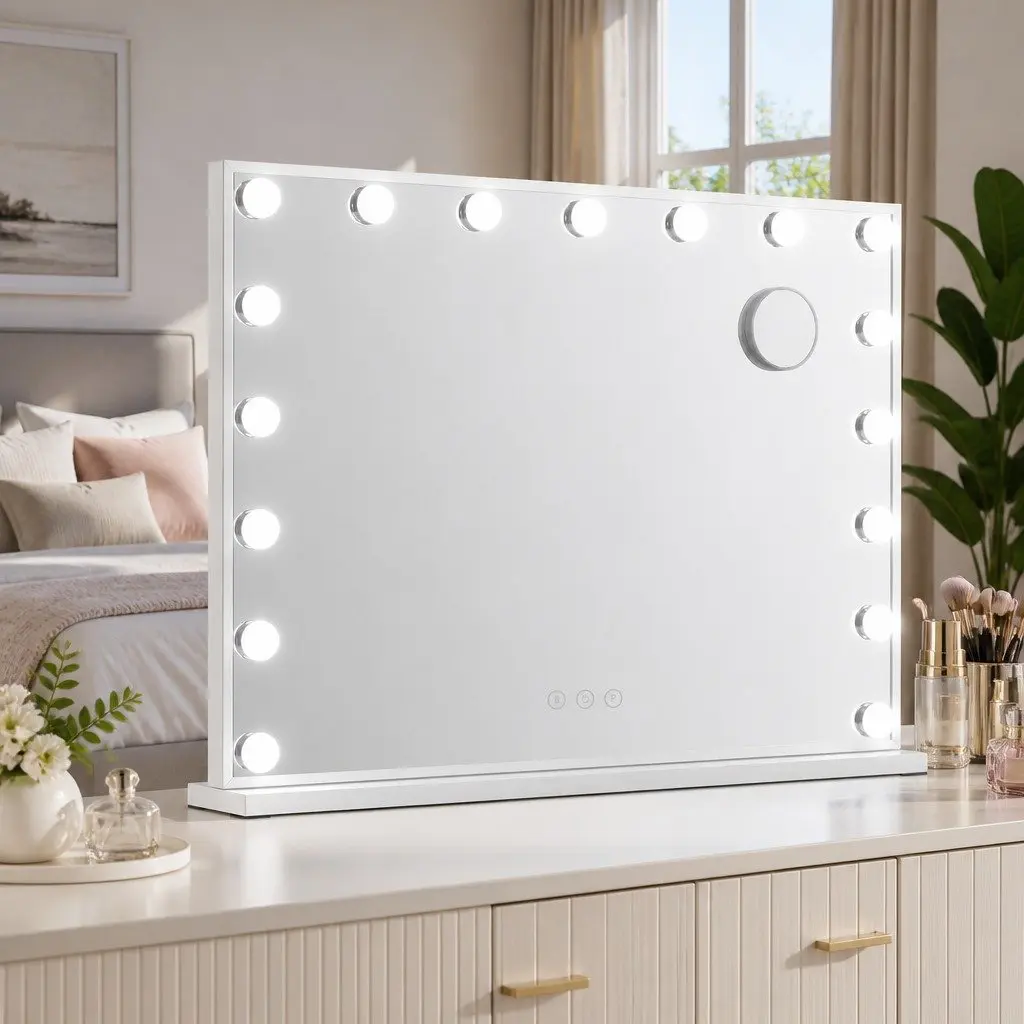 Makeup Mirror LED Light 80x58cm Adjustable Brightness Three Colour Temperatures Tabletop Wall Mount