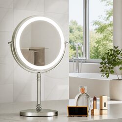 Makeup Mirror 20x20cm 10X Magnification LED Light Touch Control Tabletop