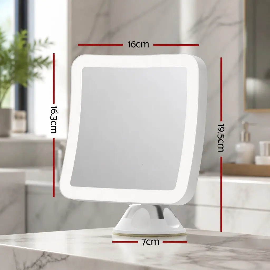Makeup Mirror White 13cm 10X Magnification LED Light Touch Control 360 Rotation Suction Cup
