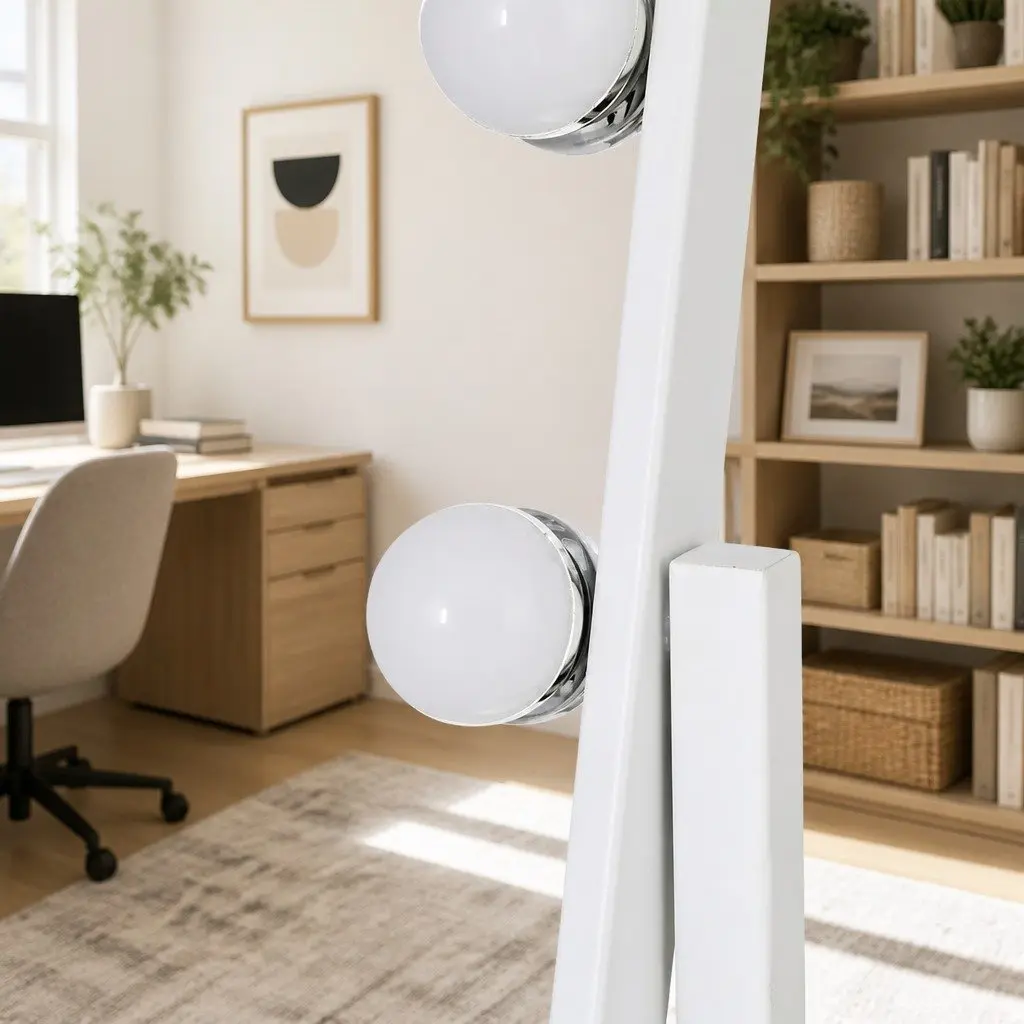 Makeup Mirror White 30x41cm Hollywood Vanity with LED Light Rotation Tabletop