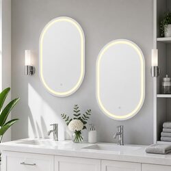 Compact Oval LED Bathroom Mirror with Light 50X75CM