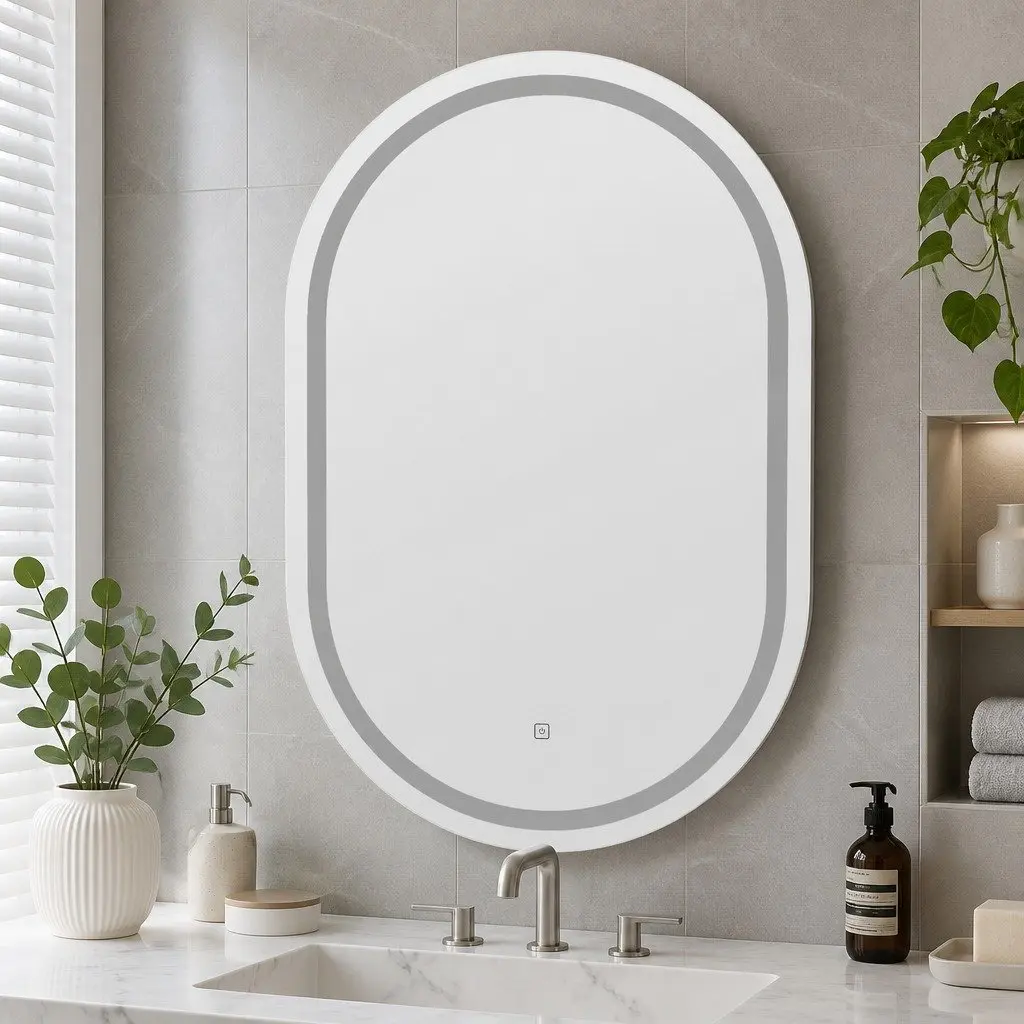 50X75cm Oval LED Wall Mirror with Touch Controls